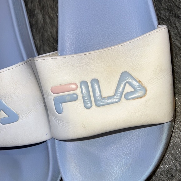 FILA blue white comfy slides Sz  9 - Picture 9 of 11